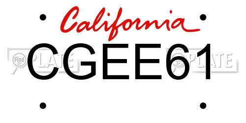 CGEE61 California License Plate