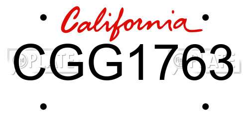 CGG1763 California License Plate