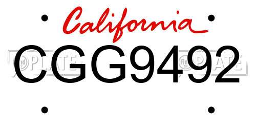 CGG9492 California License Plate