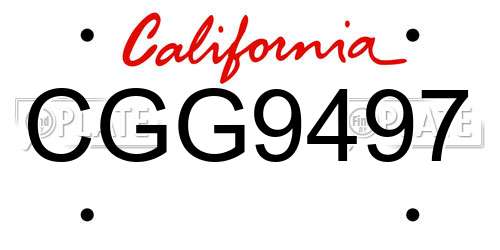 CGG9497 California License Plate