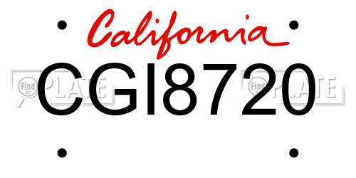 CGI8720 California License Plate