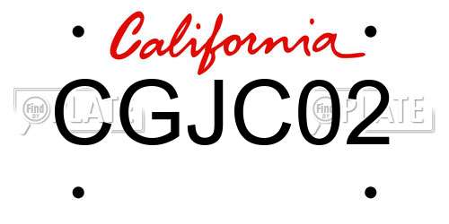 CGJC02 California License Plate