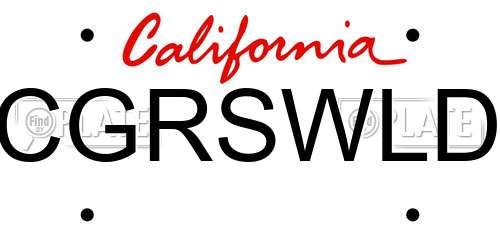 CGRSWLD California License Plate