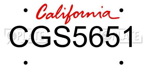 CGS5651 California License Plate