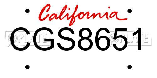 CGS8651 California License Plate