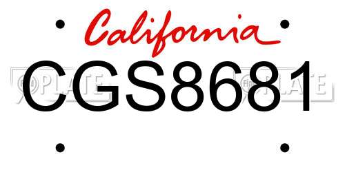 CGS8681 California License Plate