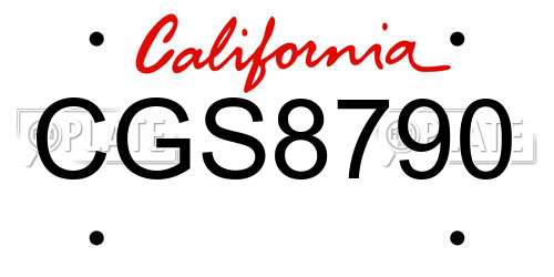 CGS8790 California License Plate