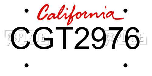 CGT2976 California License Plate