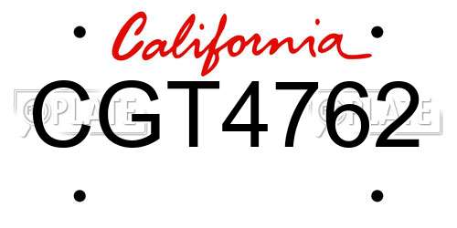 CGT4762 California License Plate