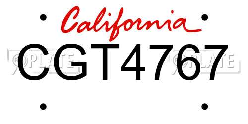 CGT4767 California License Plate