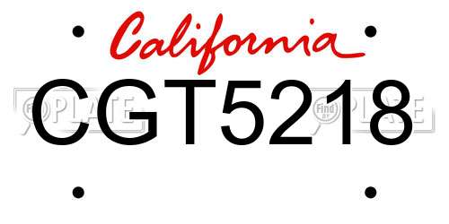 CGT5218 California License Plate