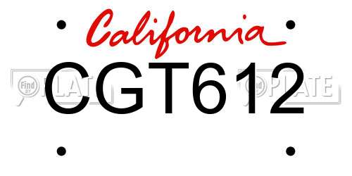 CGT612 California License Plate