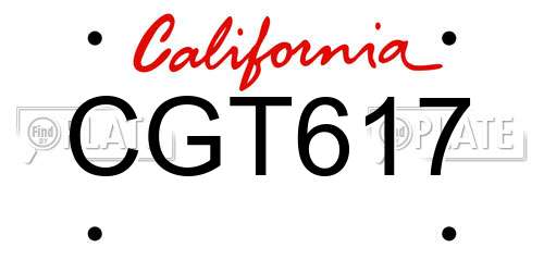 CGT617 California License Plate