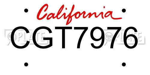 CGT7976 California License Plate