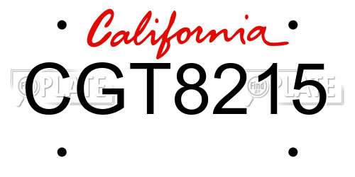 CGT8215 California License Plate
