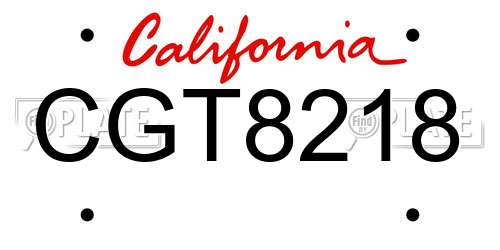 CGT8218 California License Plate