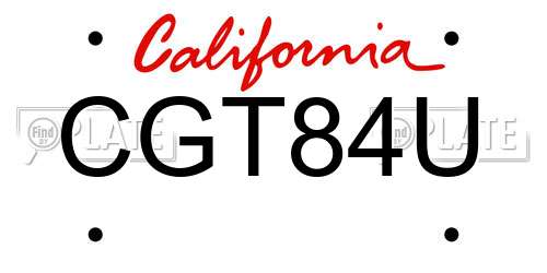 CGT84U California License Plate