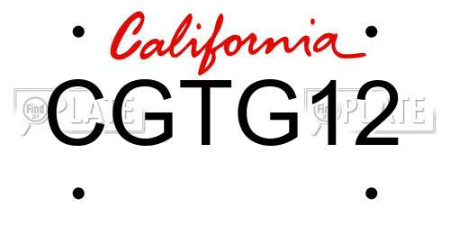 CGTG12 California License Plate