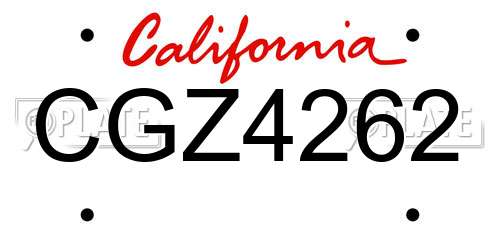 CGZ4262 California License Plate