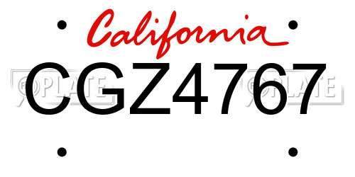 CGZ4767 California License Plate