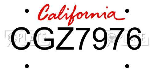 CGZ7976 California License Plate