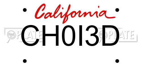 CH0I3D California License Plate