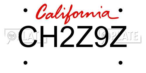 CH2Z9Z California License Plate