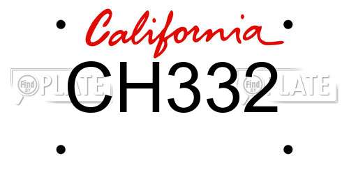 CH332 California License Plate
