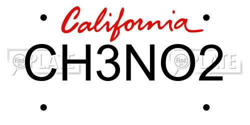 CH3NO2 California License Plate