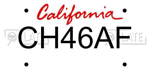CH46AF California License Plate