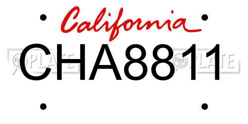 CHA8811 California License Plate