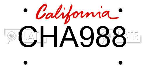 CHA988 California License Plate
