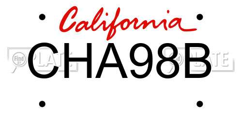 CHA98B California License Plate