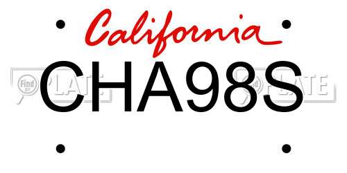 CHA98S California License Plate