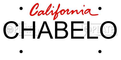 CHABELO California License Plate