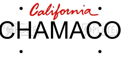 CHAMACO California License Plate