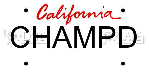 CHAMPD California License Plate