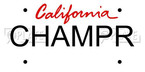 CHAMPR California License Plate