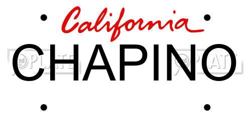 CHAPINO California License Plate