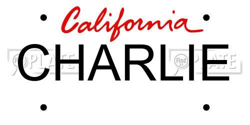 CHARLIE California License Plate