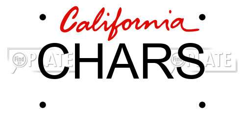 CHARS California License Plate