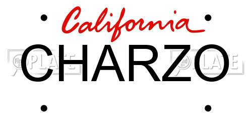 CHARZO California License Plate