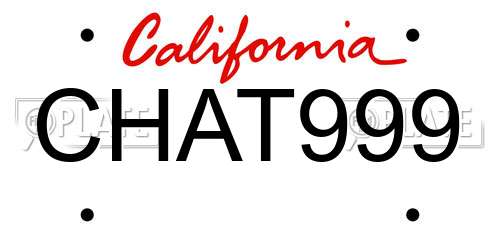 CHAT999 California License Plate