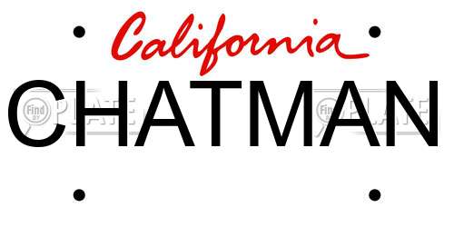 CHATMAN California License Plate