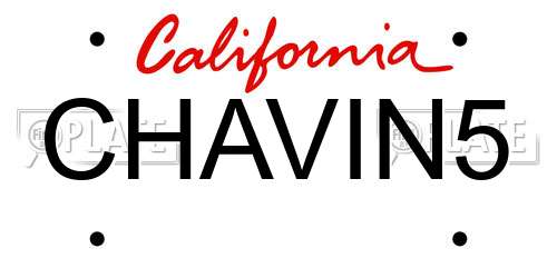 CHAVIN5 California License Plate