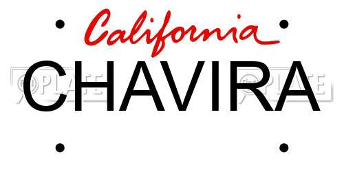 CHAVIRA California License Plate