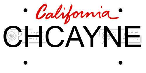 CHCAYNE California License Plate