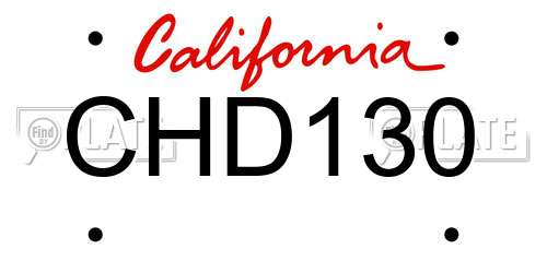 CHD130 California License Plate