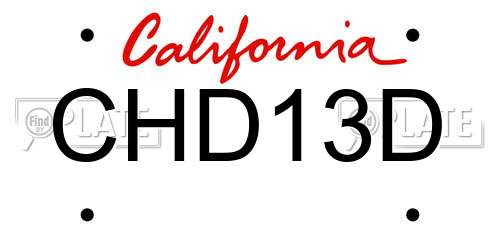 CHD13D California License Plate