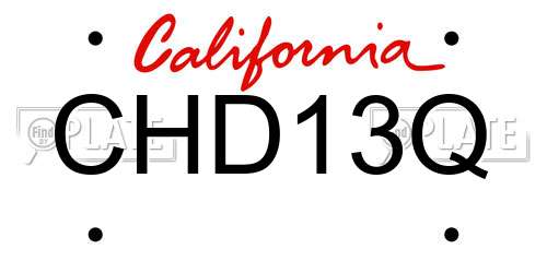 CHD13Q California License Plate